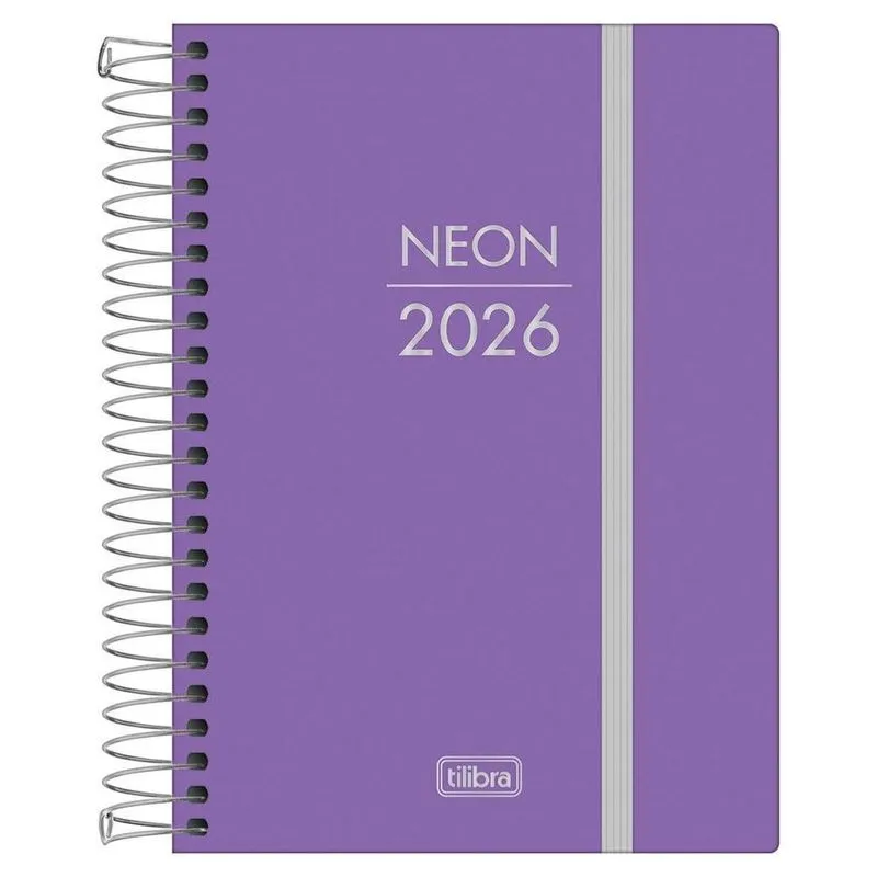 Agenda Diária 2026 Espiral M4 176Fls Neon Roxo Tilibra