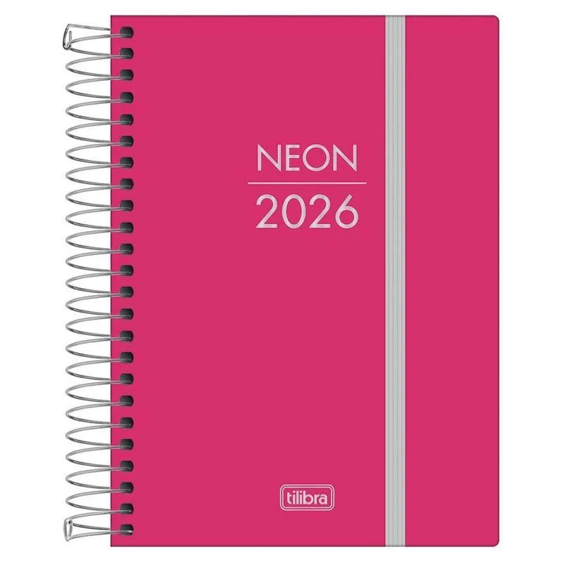 Agenda Diária 2026 Espiral M4 176Fls Neon Rosa Tilibra