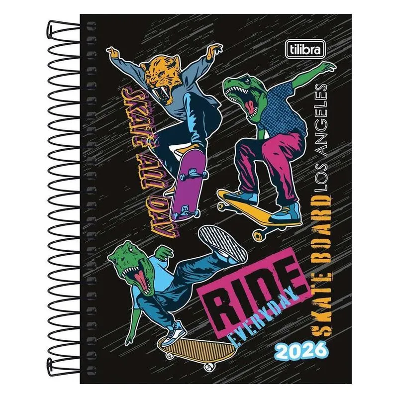 Agenda Diária 2026 Espiral M3 160fls Spice Skate Tilibra
