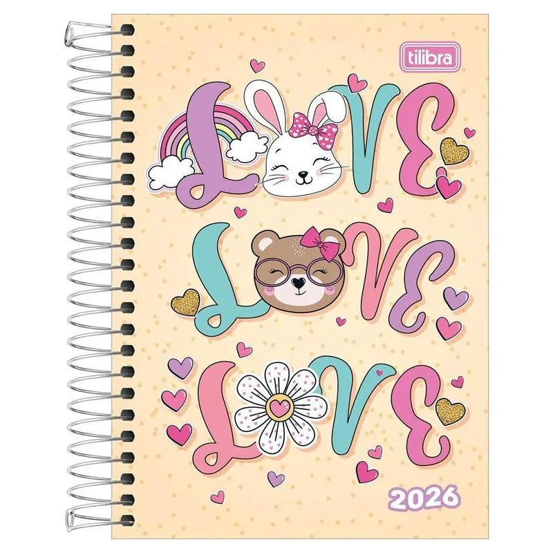 Agenda Diária 2026 Espiral M5 Spice Love Love Love Tilibra