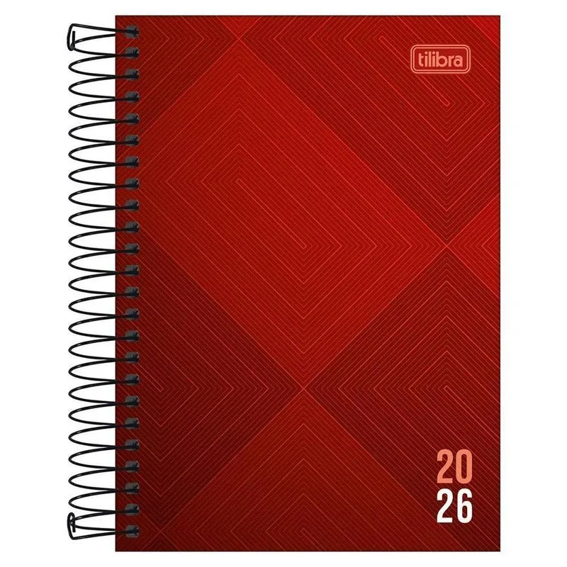 Agenda Diária 2026 Espiral M5 176Fls Zip Vermelho Tilibra