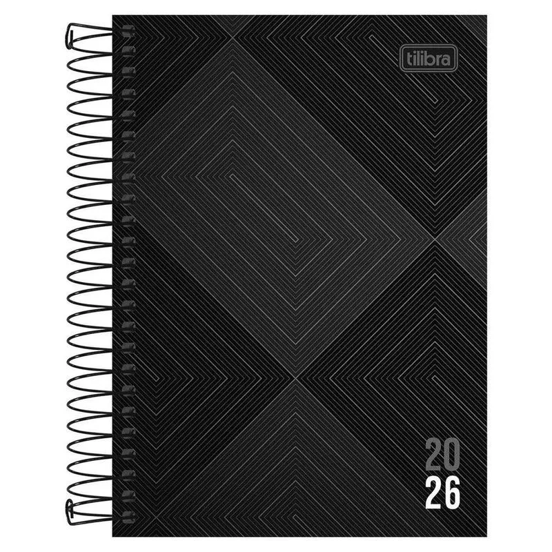 Agenda Diária 2026 Espiral M5 176Fls Zip Preto Tilibra