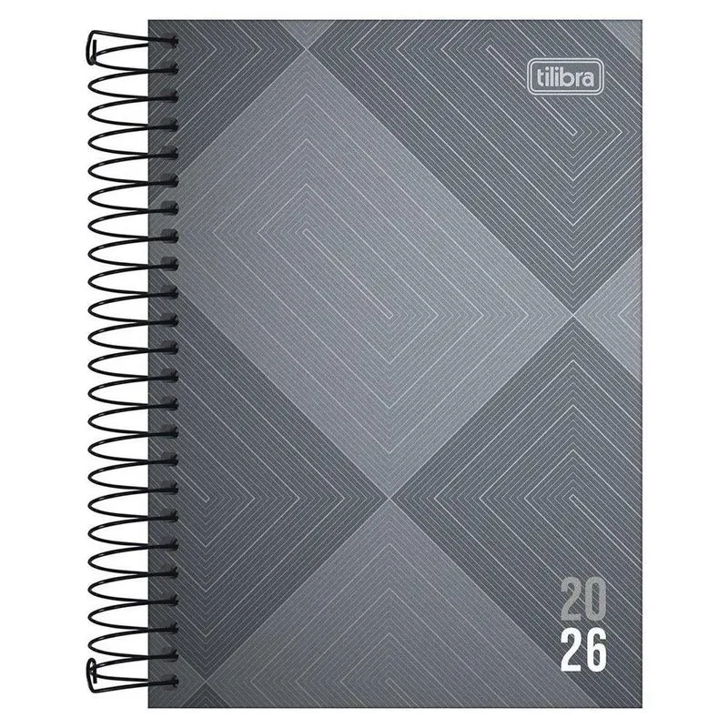Agenda Diária 2026 Espiral M5 176fls Zip Cinza Tilibra