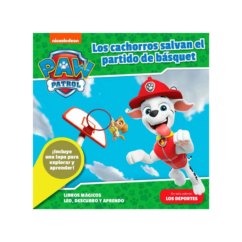 Libro Infantil Paw Patrol Los Cachorros Salvan el Partido de Básquet con Lupa