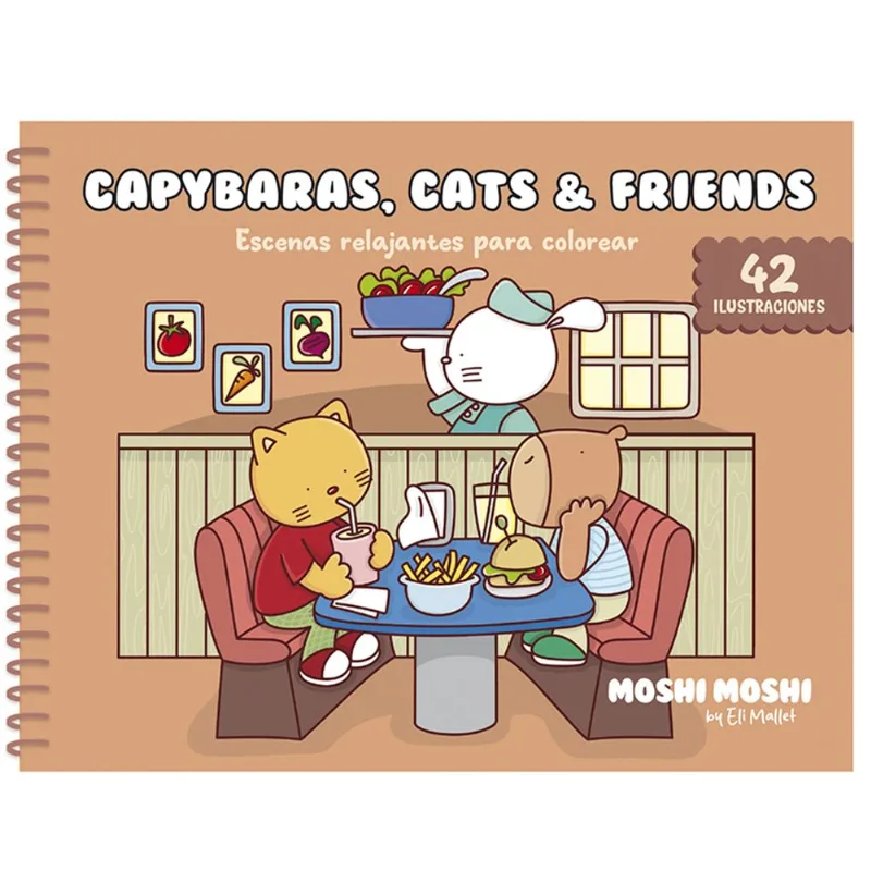 Libro Capybaras, Cats & Friends-Moshi Moshi anillado