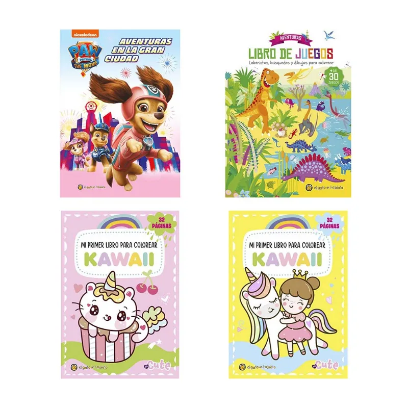 Libro para Colorear Kawaii 32 Páginas El Gato de Hojalata