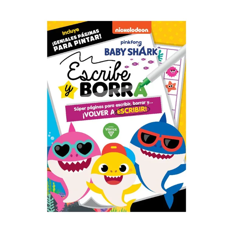 Libro Baby shark escribe y borra de Nickelodeon