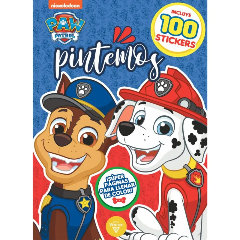 Libro Paw patrol pintemos con 100 stickers
