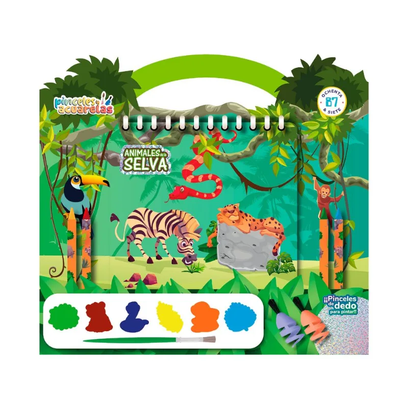 Libro acuarelas animalitos selva