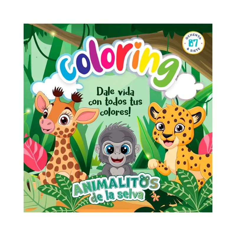Libro para Colorear Animalitos de la Selva Ochenta y Siete