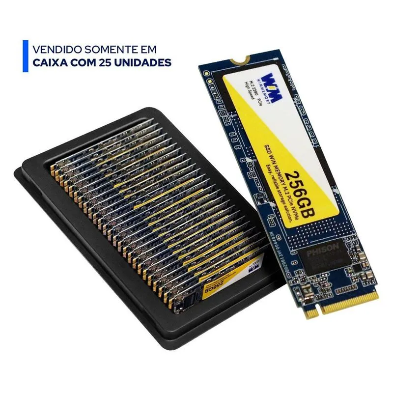 SSD Winmemory 256GB M.2 2280 NVMe PCIe 3.0 Leit.2500MB/s Grav.2100MB/s OEM - Bandeja