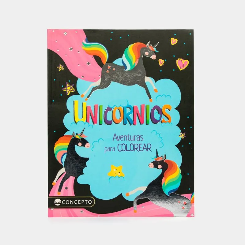 Unicornios: aventuras para colorear