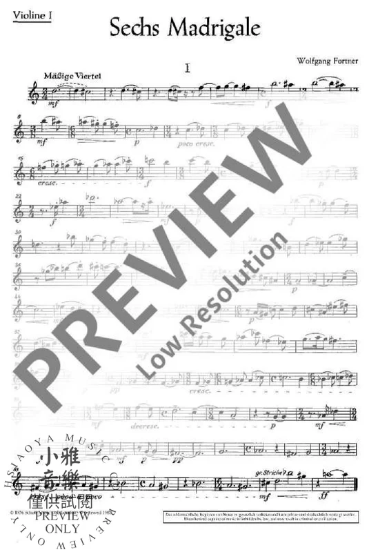 Six Madrigals 佛特納 弦樂三重奏 牧歌 朔特版