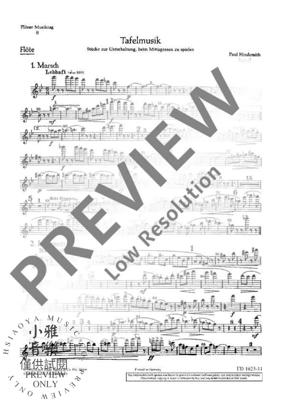 Plöner Musiktag B Tafelmusik 辛德密特 混和二重奏 宴席音樂 朔特版