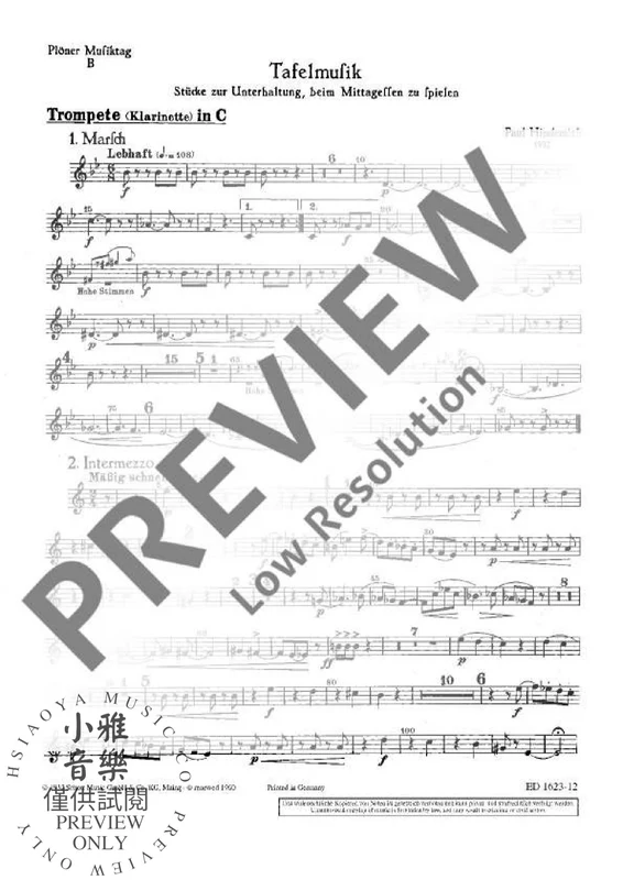 Plöner Musiktag B Tafelmusik 辛德密特 混和二重奏 宴席音樂 朔特版