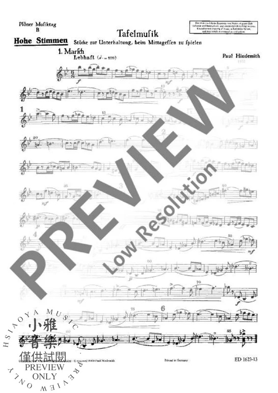 Hindemith Paul: Plöner Musiktag B Tafelmusik — s - Walzer