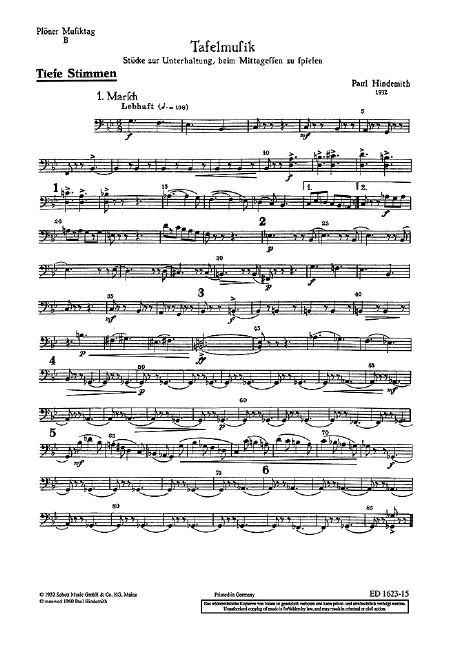 Plöner Musiktag B Tafelmusik 辛德密特 混和二重奏 宴席音樂 朔特版