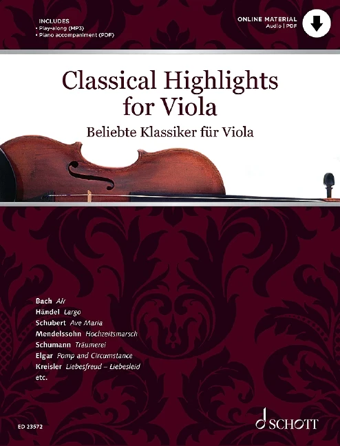 Classical Highlights for Viola arranged for Viola and Piano 中提琴含鋼琴伴奏 古典 朔特版