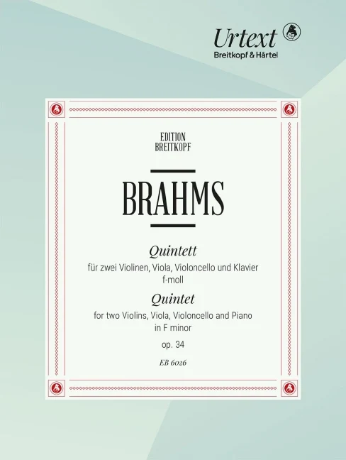 Piano Quintet in F minor Op. 34 op. 34 Breitkopf Urtext 布拉姆斯 鋼琴四重奏 鋼琴五重奏小調