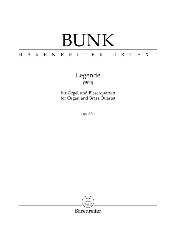 Legende for Organ and Brass Quartet op. 55a (1914) 管風琴四重奏 木管五重奏 熊騎士版(小熊版)