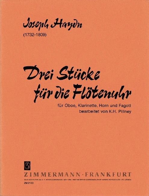 Three Pieces for the Flute Clock 木管四重奏 小品長笛 齊默爾曼版