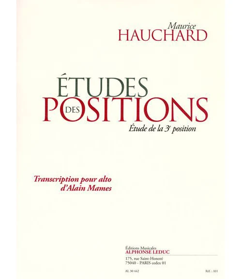 Hauchard M. - Etude De La Troisieme Position - Alto
