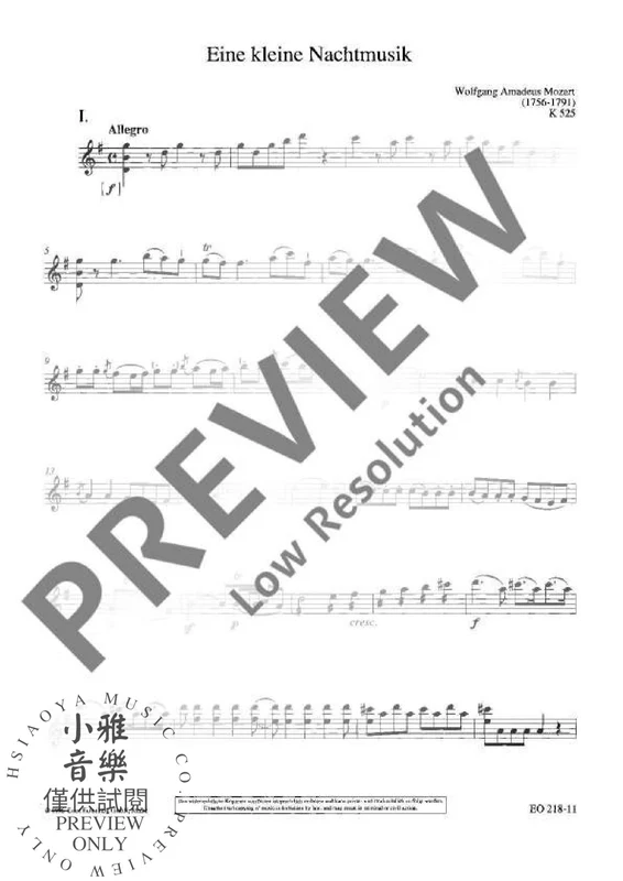 Eine kleine Nachtmusik KV 525 Serenade G major 莫札特 弦樂五重奏 弦樂小夜曲小夜曲大調 歐伊倫堡版