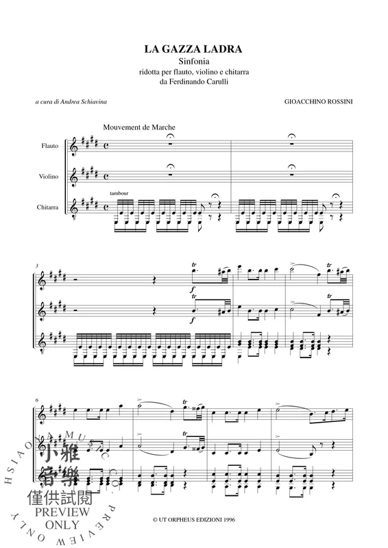 La Gazza Ladra Sinfonia transcribed by Ferdinando Carulli 混和三重奏 鵲賊