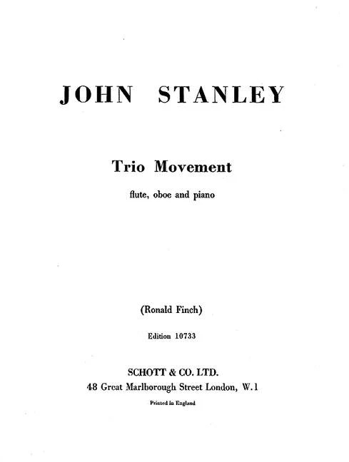 Trio Movement 史丹利 鋼琴三重奏 樂章 朔特版