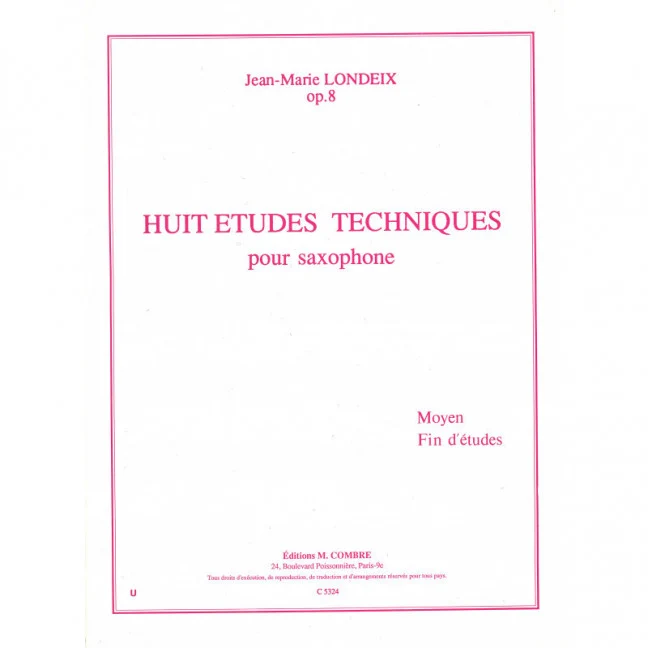 Huit Etudes Techniques Op. 8 pour saxophone Op. 8