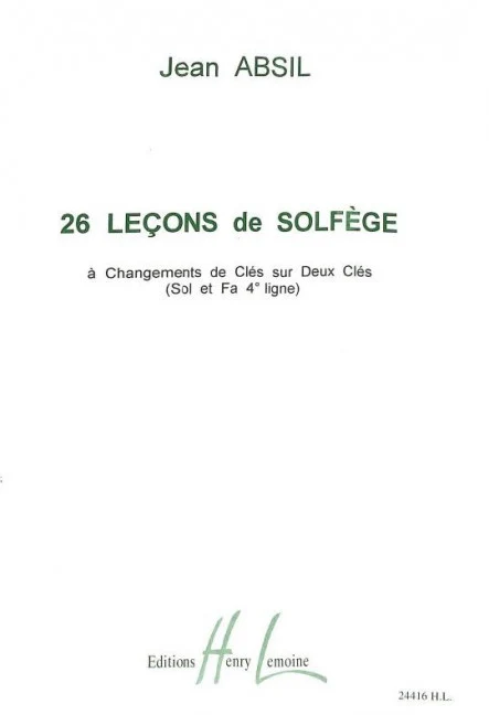 26 Lecons de Solfège sans accompagnement à Changements de Clés sur Deux Clés (Sol et Fa 4° ligne)