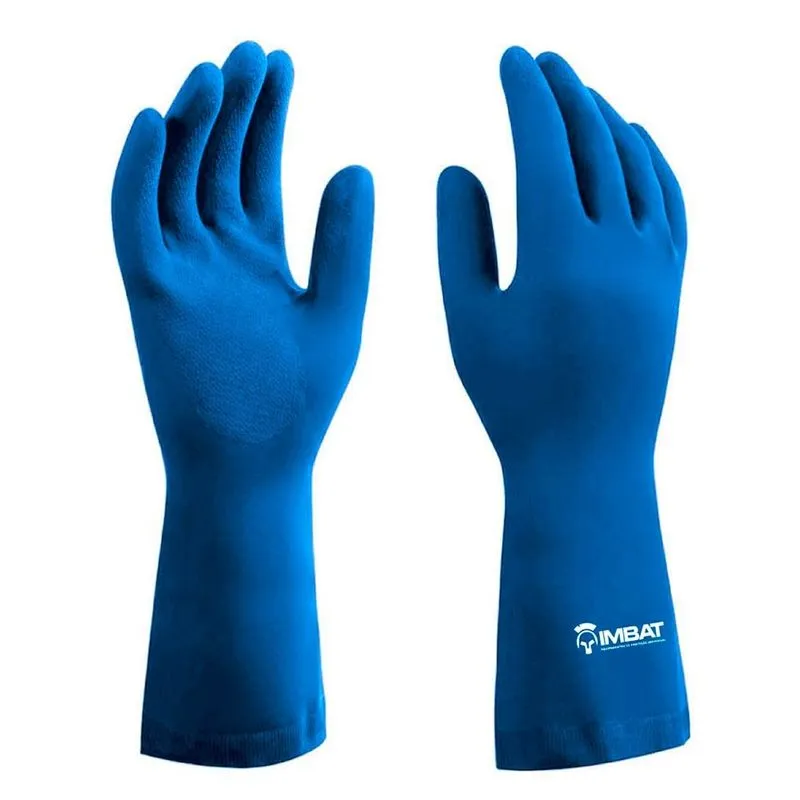 Luva Imbat Látex Forrada Multiuso Azul Tamanho 8 - Embalagem com 12 Pares