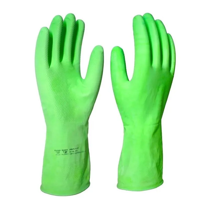 Luva Imbat Látex Forrada Multiuso Verde Tamanho 10 - Embalagens com 12 Pares