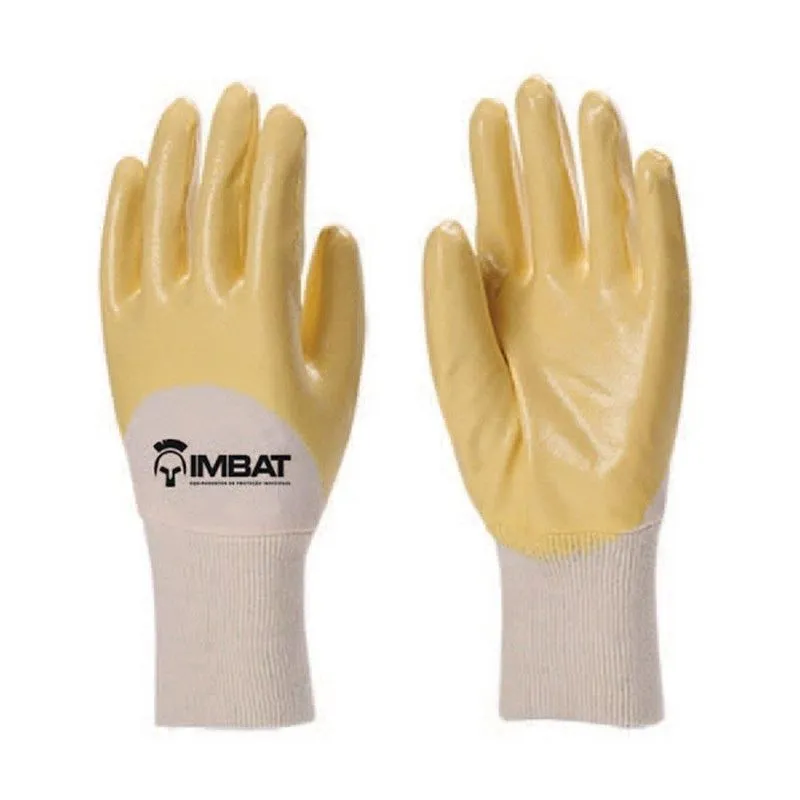 Luva Imbat com Banho Nitrílico Amarelo com Janela Tamanho 10 - Embalagens com 12 Pares