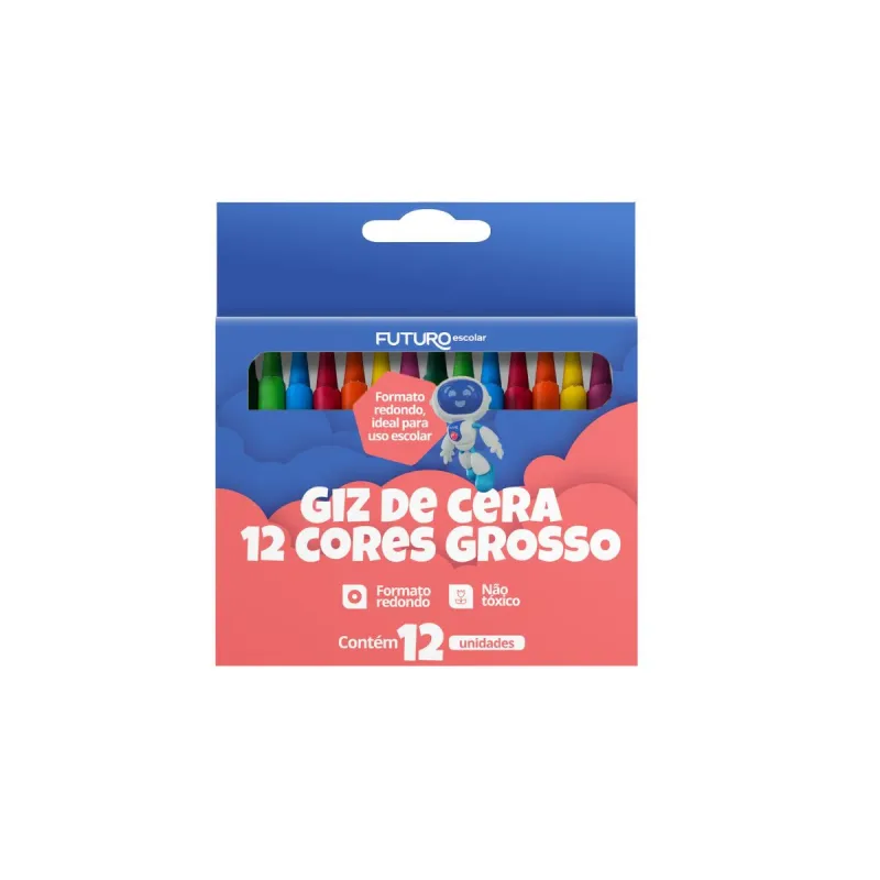 Giz de Cera Futuro Grosso 12 Cores com 12 Unidades