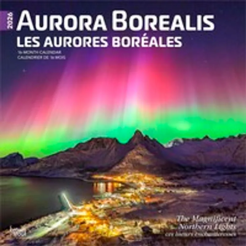 Calendario: Aurora Borealis Les Aurores Boreales 2026 Square Flap English French Foil
