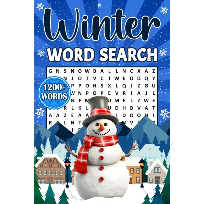 Livro de quebra-cabeça de busca de palavras versainsect Winter 1200 palavras para adultos