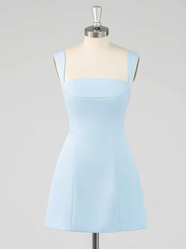 Simple Square Neck Sheath Mini Homecoming Dresses Lilac