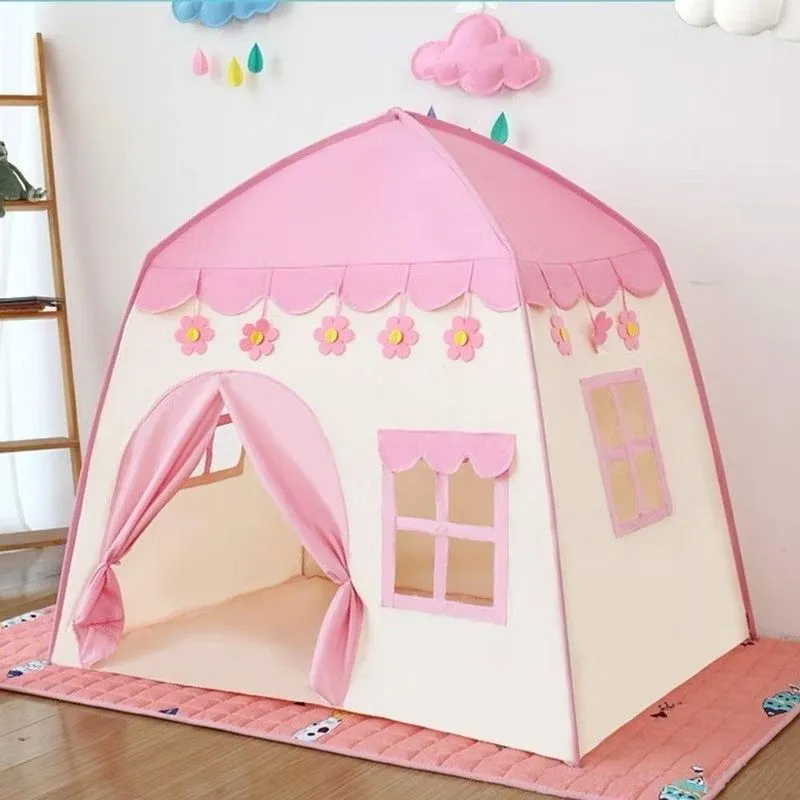 Tenda Infantil Casa Dos Sonhos Infância Feliz Flores Com Janela Transparente Rosa Oem