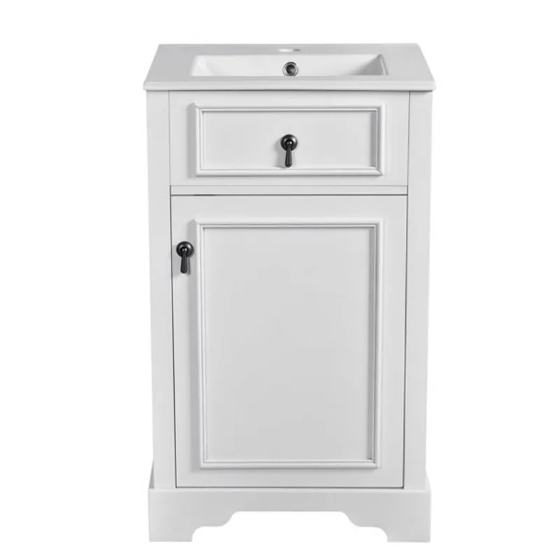 Homy Casa Ontario Bathroom Vanity in Solid Wood 20-in with Ceramic Sink - White