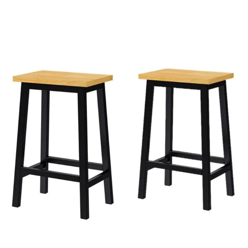 Homy Casa Maui Solid Wood Bar Stools Set of 2 25.6-in - Black