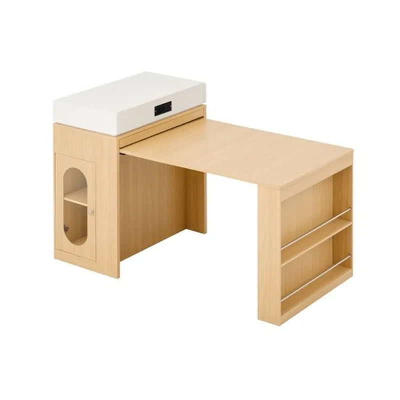 Homy Casa Samos Extendable Dining Table w/ Drawers and Storage + Power Outlet 19-58-in - Natural/Creamy White