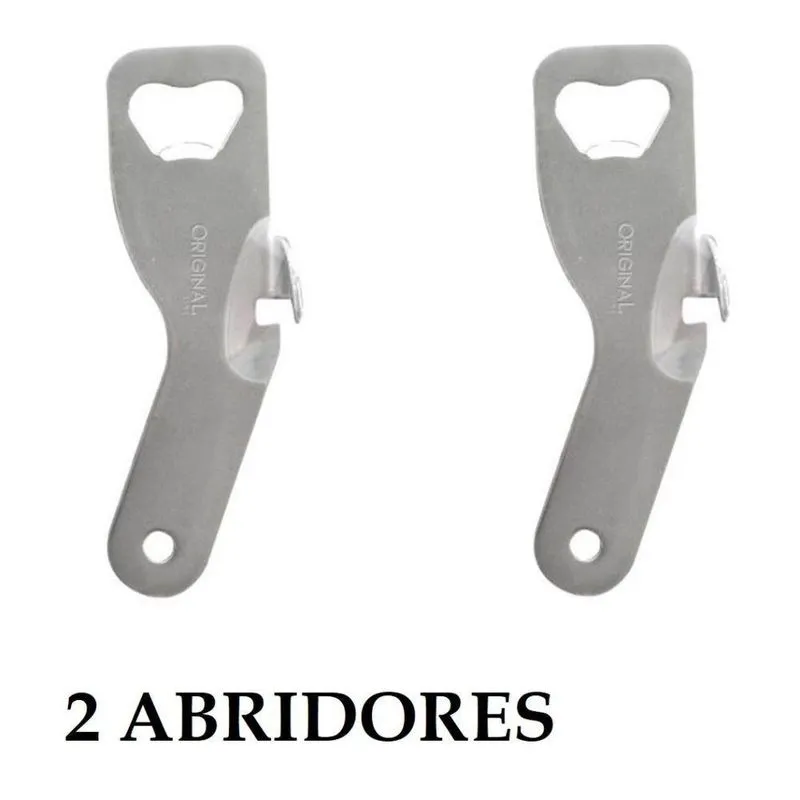 Abridor Sardinha Cartela 2 Em 1 Para Latas E Garrafas Em Aço Inox Prata Oem